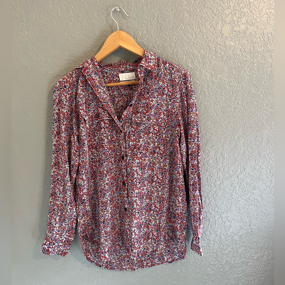 J. Crew • Multicolor Collared Classic-Fit Silk Shirt in Floral